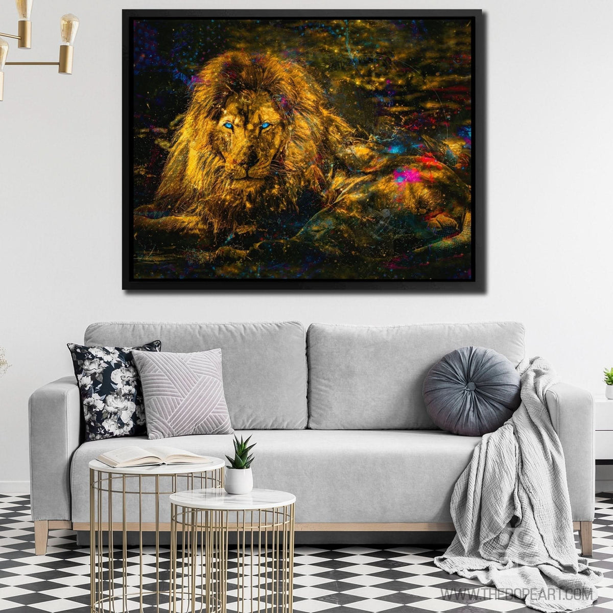 Resting Gold Lion - Luxury Wall Art