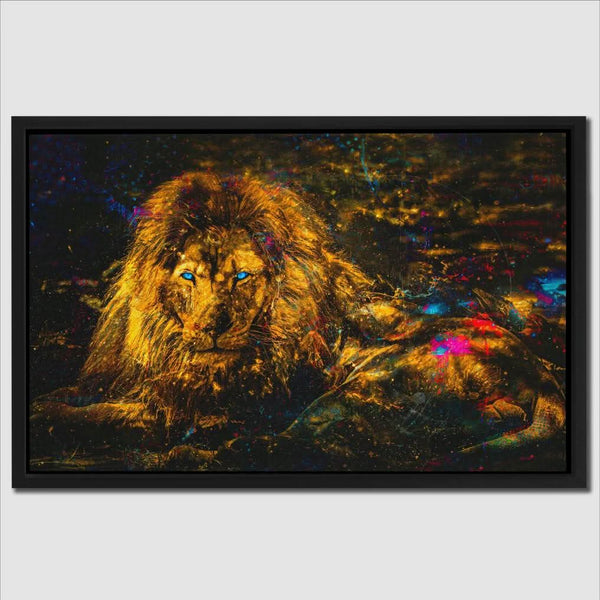 Resting Gold Lion in a room