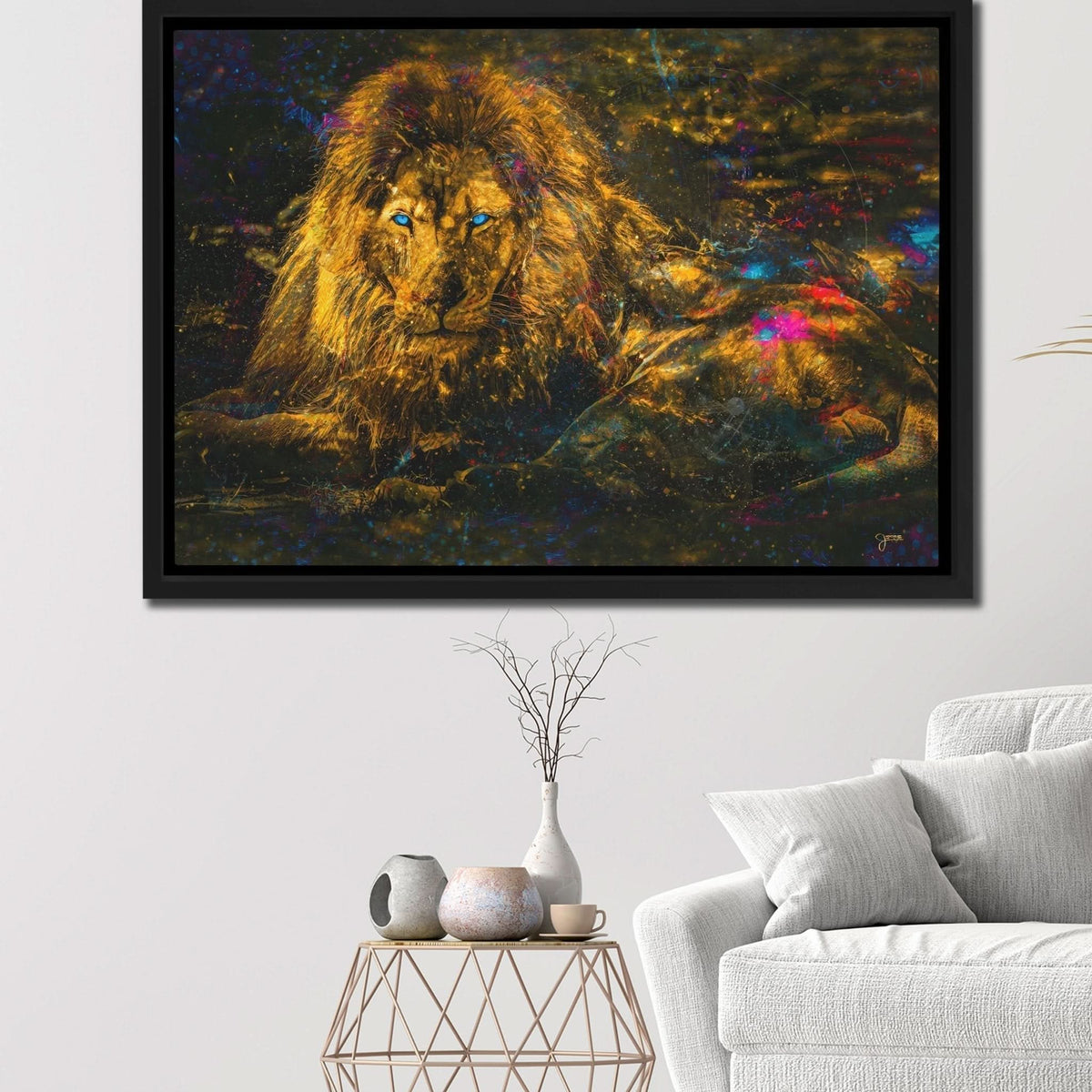 Resting Gold Lion - Luxury Wall Art
