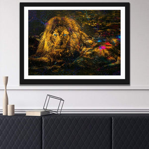 Resting Gold Lion Semi-gloss Print - Luxury Wall Art