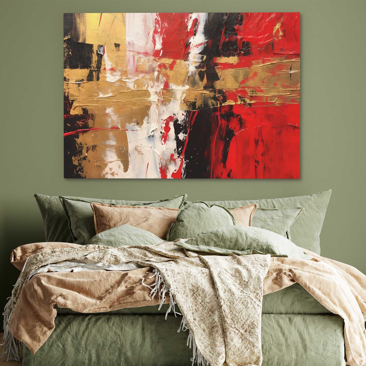 Scarlet Brushstrokes - Luxury Wall Art