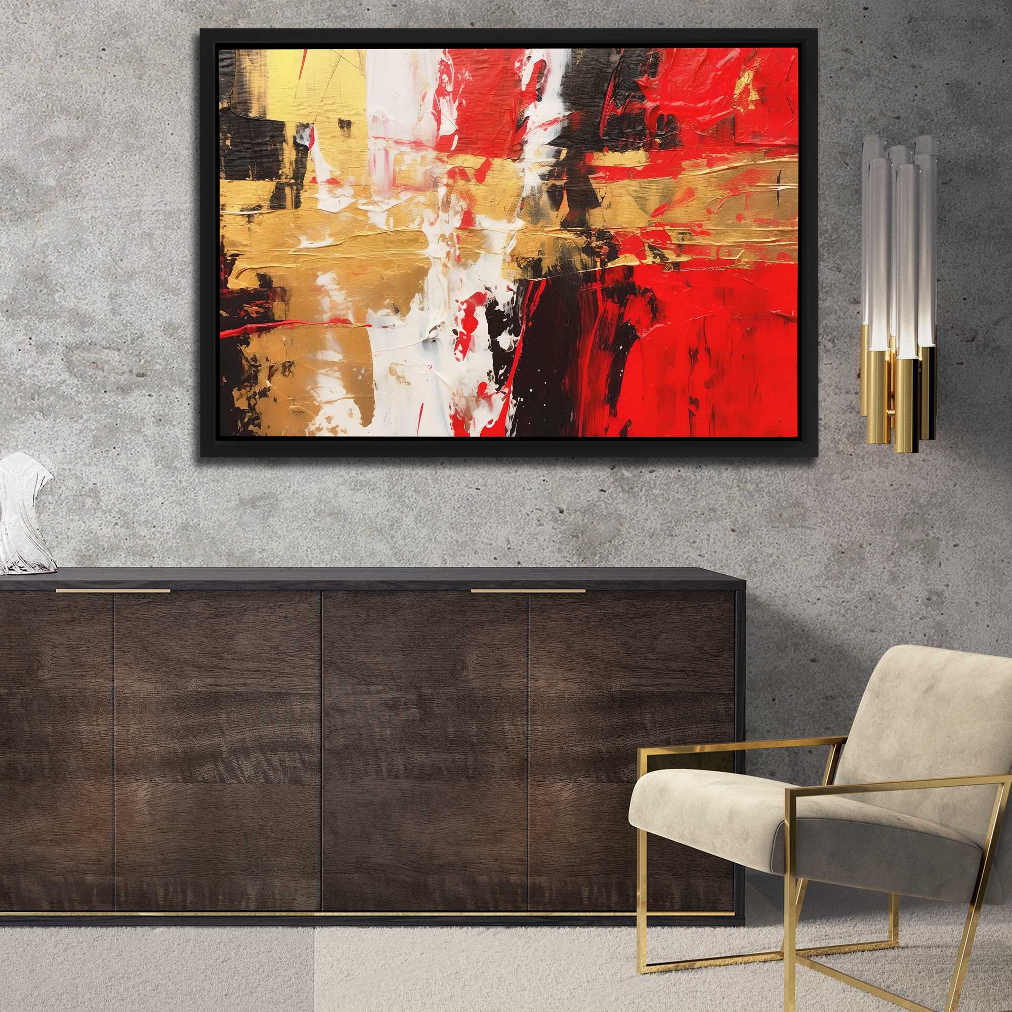 Scarlet Brushstrokes - Luxury Wall Art