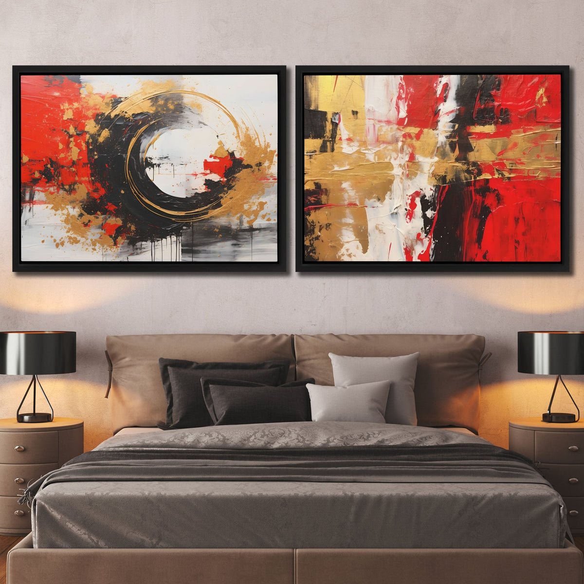 Scarlet Radiance (2) Set - Luxury Wall Art