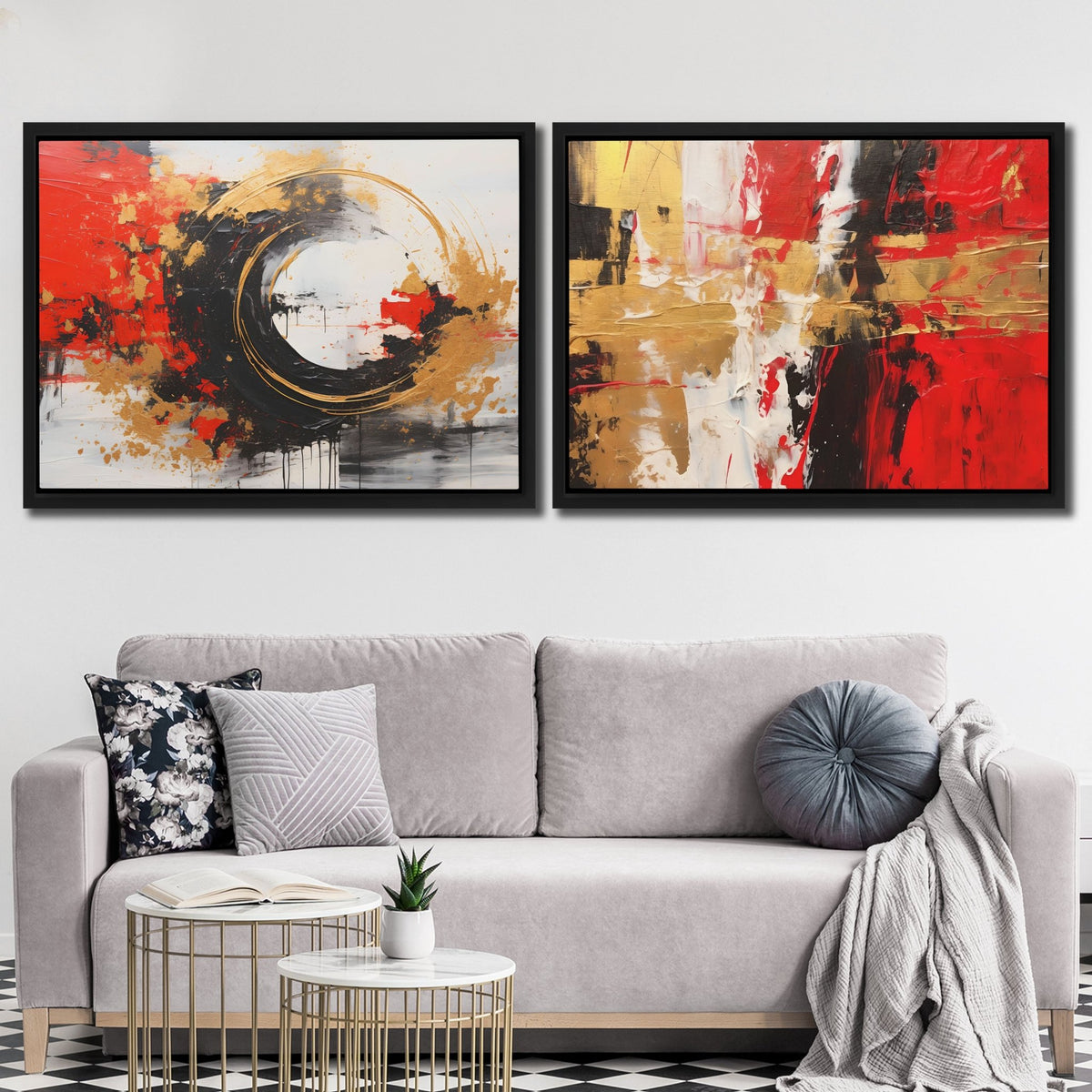Scarlet Radiance (2) Set - Luxury Wall Art