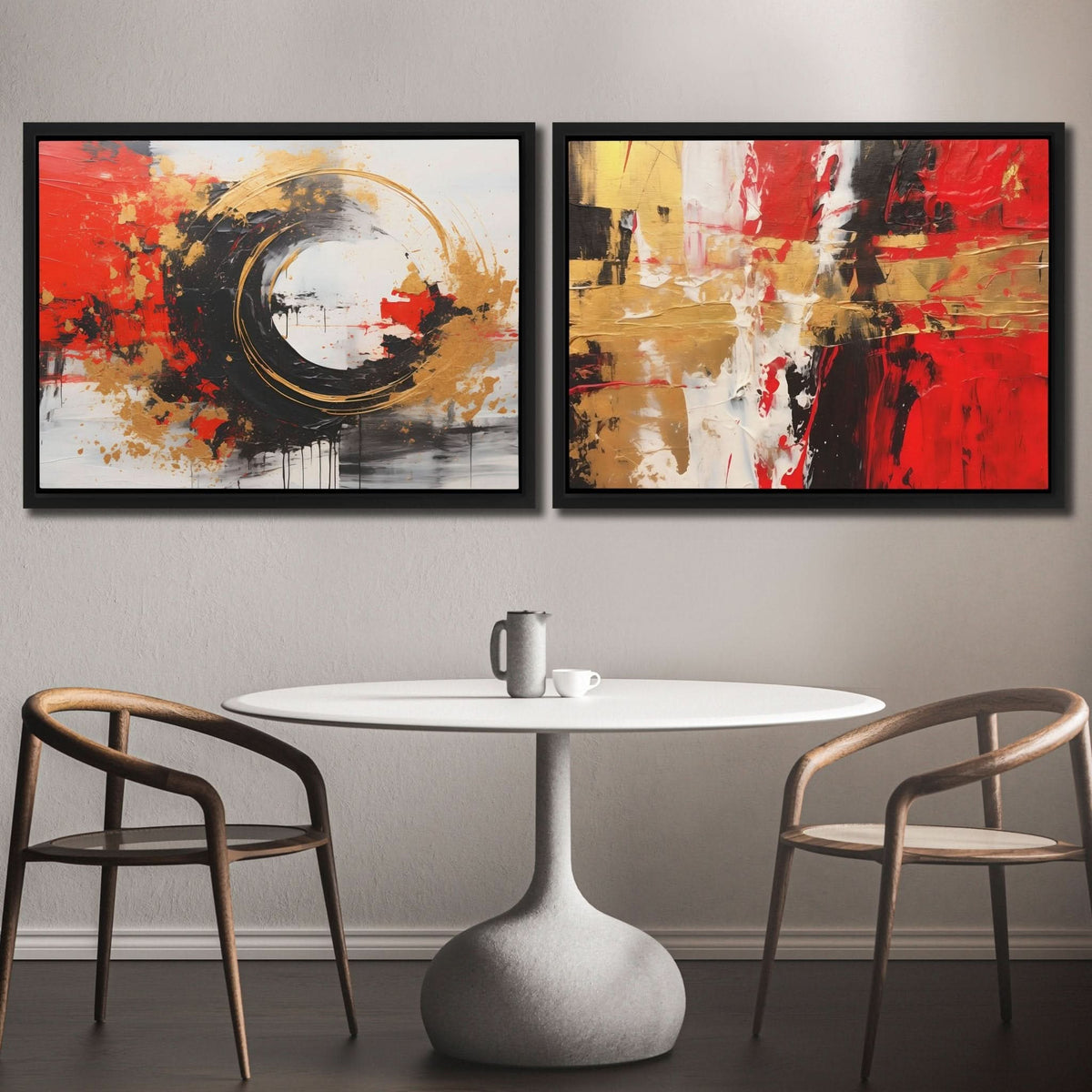 Scarlet Radiance (2) Set - Luxury Wall Art