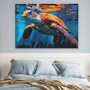 Sea Turtle Swimming - Luxury Wall Art