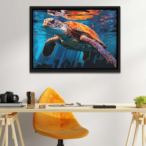 Sea Turtle Swimming - Luxury Wall Art