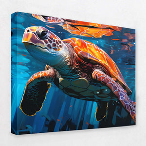 Sea Turtle Swimming - Luxury Wall Art