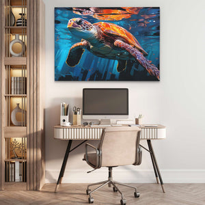 Sea Turtle Swimming - Luxury Wall Art