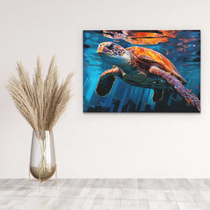 Sea Turtle Swimming - Luxury Wall Art