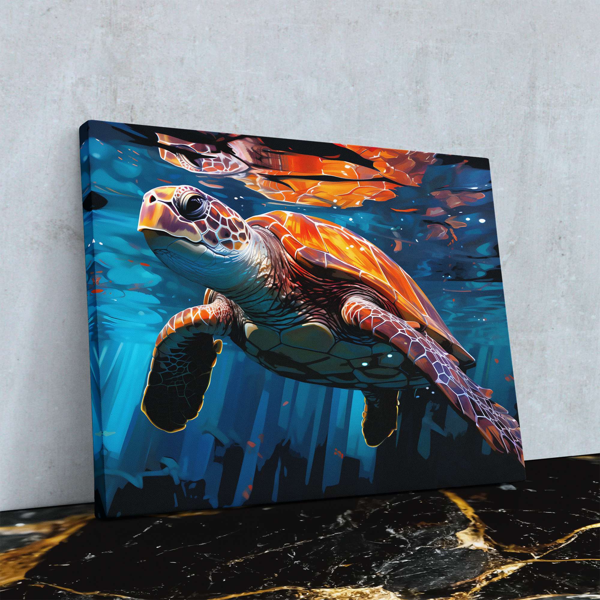 Sea Turtle Swimming - Luxury Wall Art