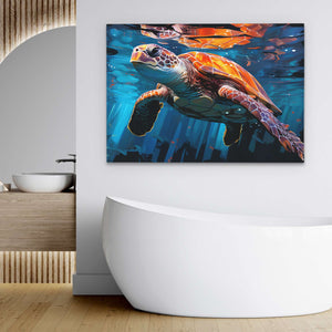 Sea Turtle Swimming - Luxury Wall Art