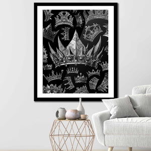 Silver Gothic Crowns Semi-gloss Print - Luxury Wall Art