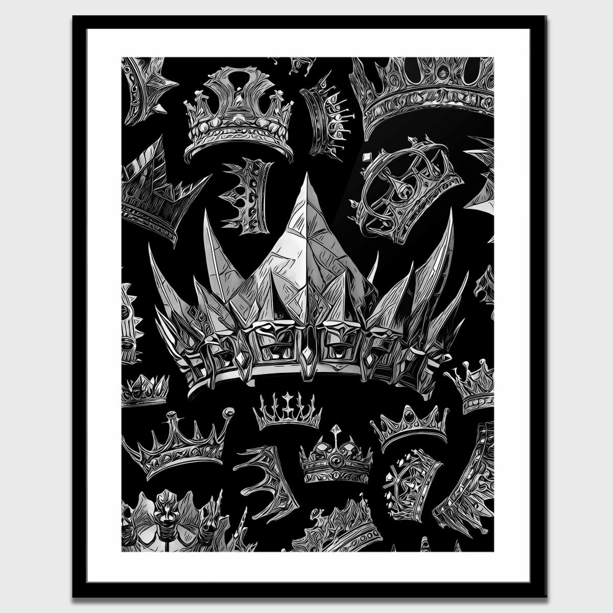 Silver Gothic Crowns Semi-gloss Print - Luxury Wall Art