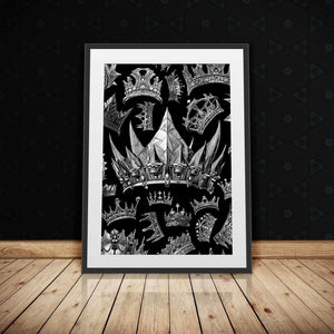 Silver Gothic Crowns Semi - gloss Print - Luxury Wall Art