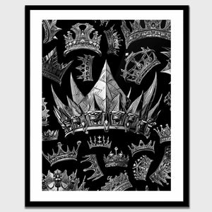 Silver Gothic Crowns Semi - gloss Print - Luxury Wall Art