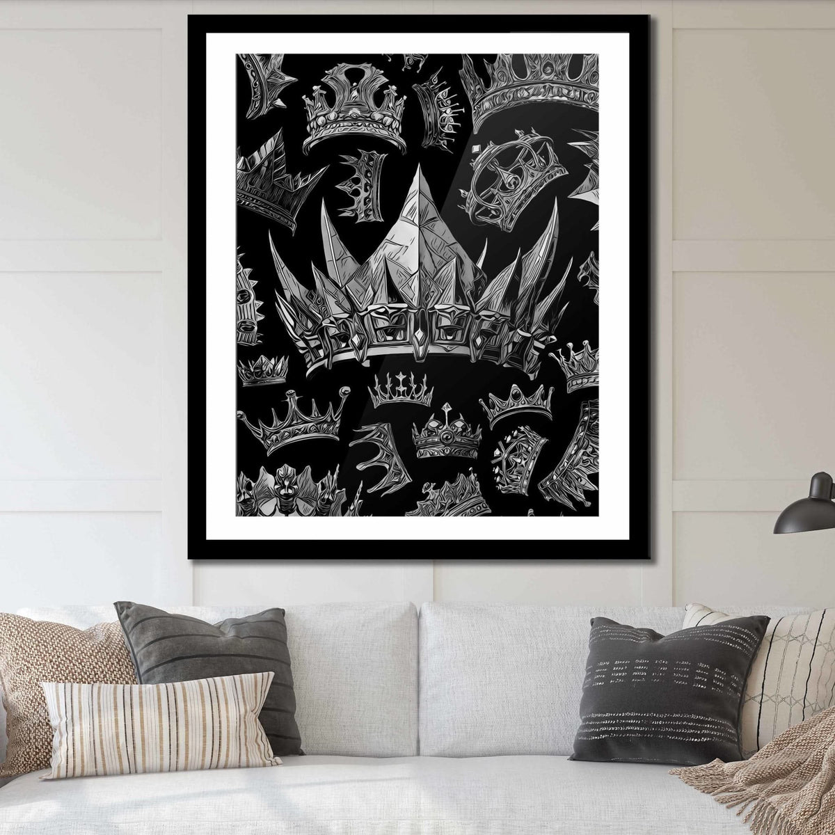 Silver Gothic Crowns Semi - gloss Print - Luxury Wall Art