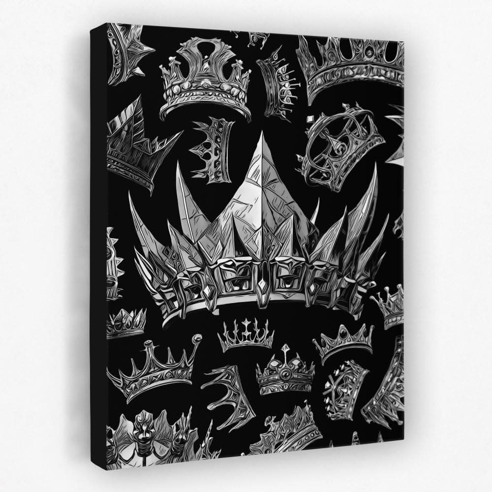 Silver King Crowns - Black and White Canvas Wall Art