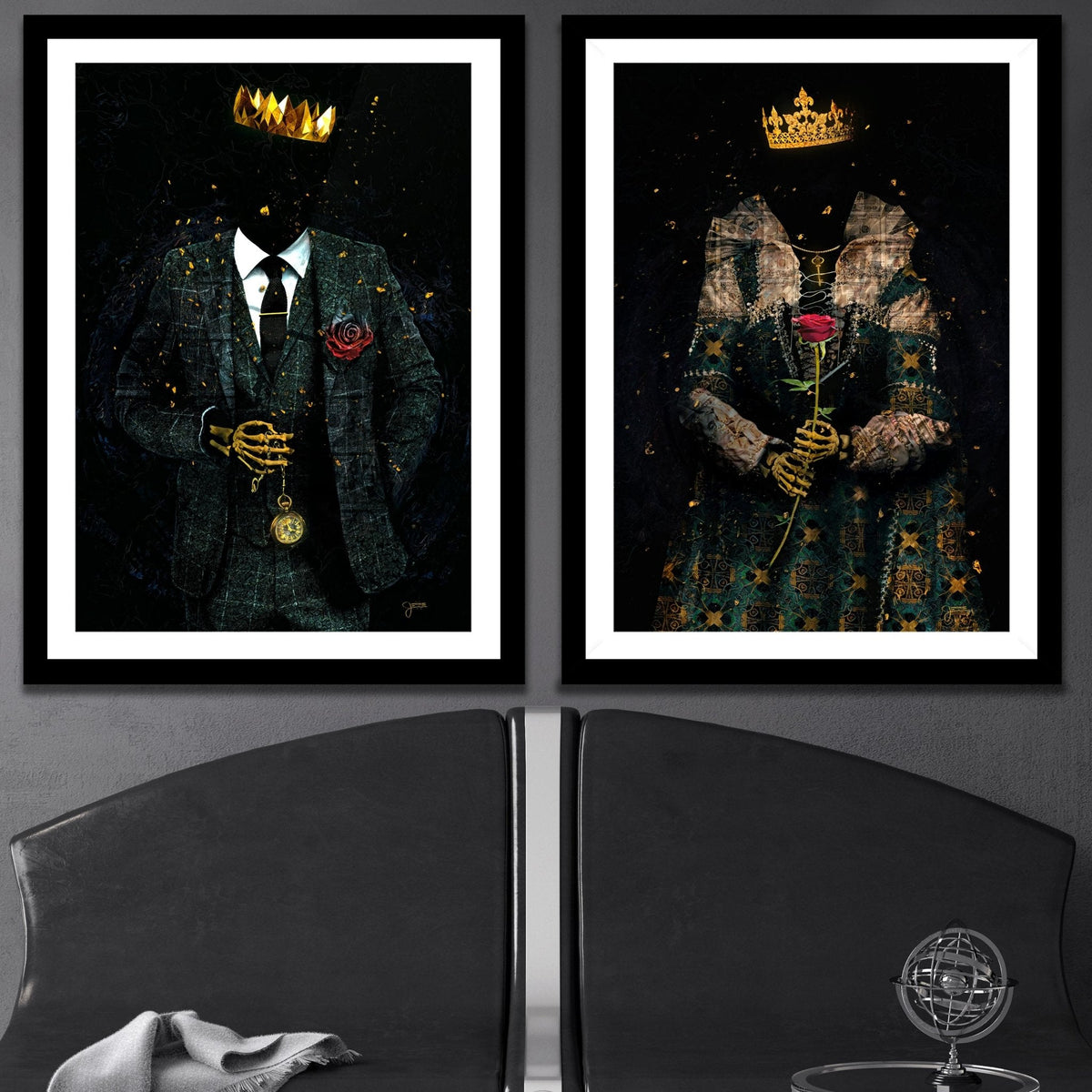 Skeleton King and Queen Semi-Gloss Prints - Luxury Wall Art