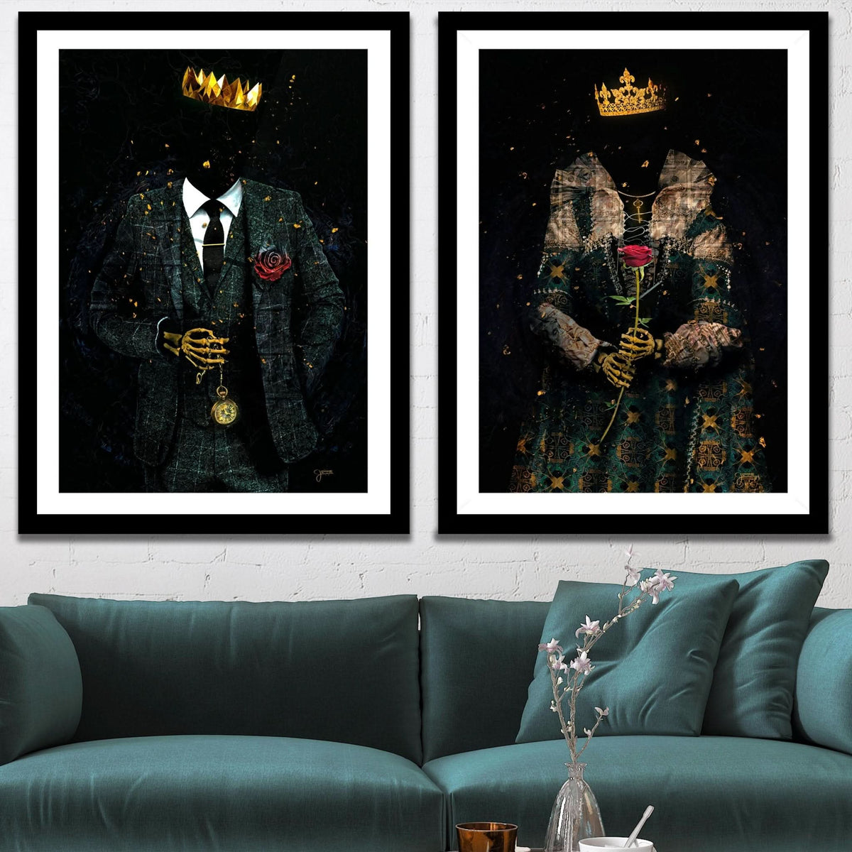 Skeleton King and Queen Semi - Gloss Prints - Luxury Wall Art