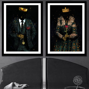 Skeleton King and Queen Semi - Gloss Prints - Luxury Wall Art