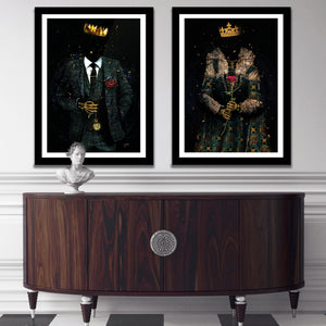 Skeleton King and Queen Semi - Gloss Prints - Luxury Wall Art
