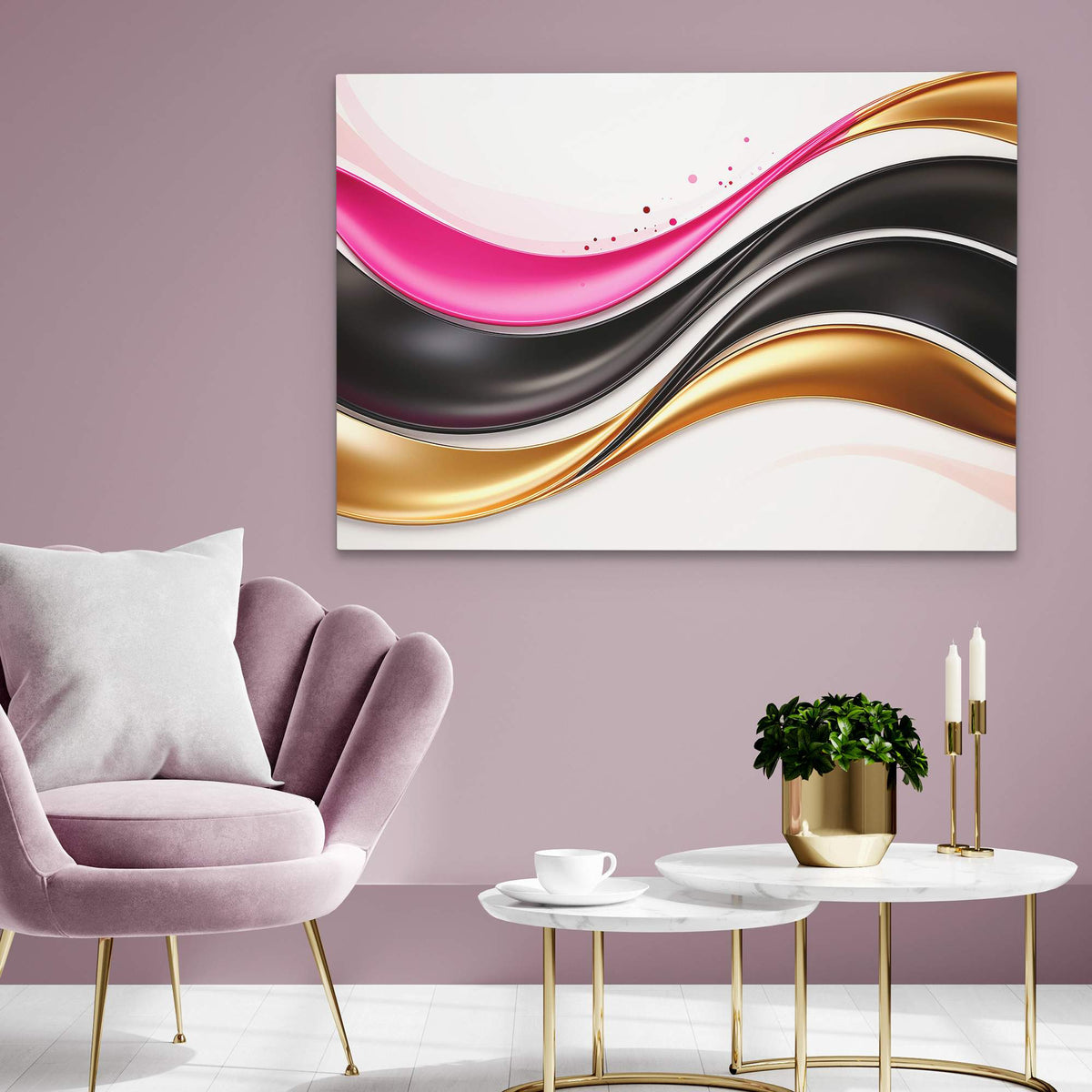 Soft Fuchsia and Gold - Luxury Wall Art