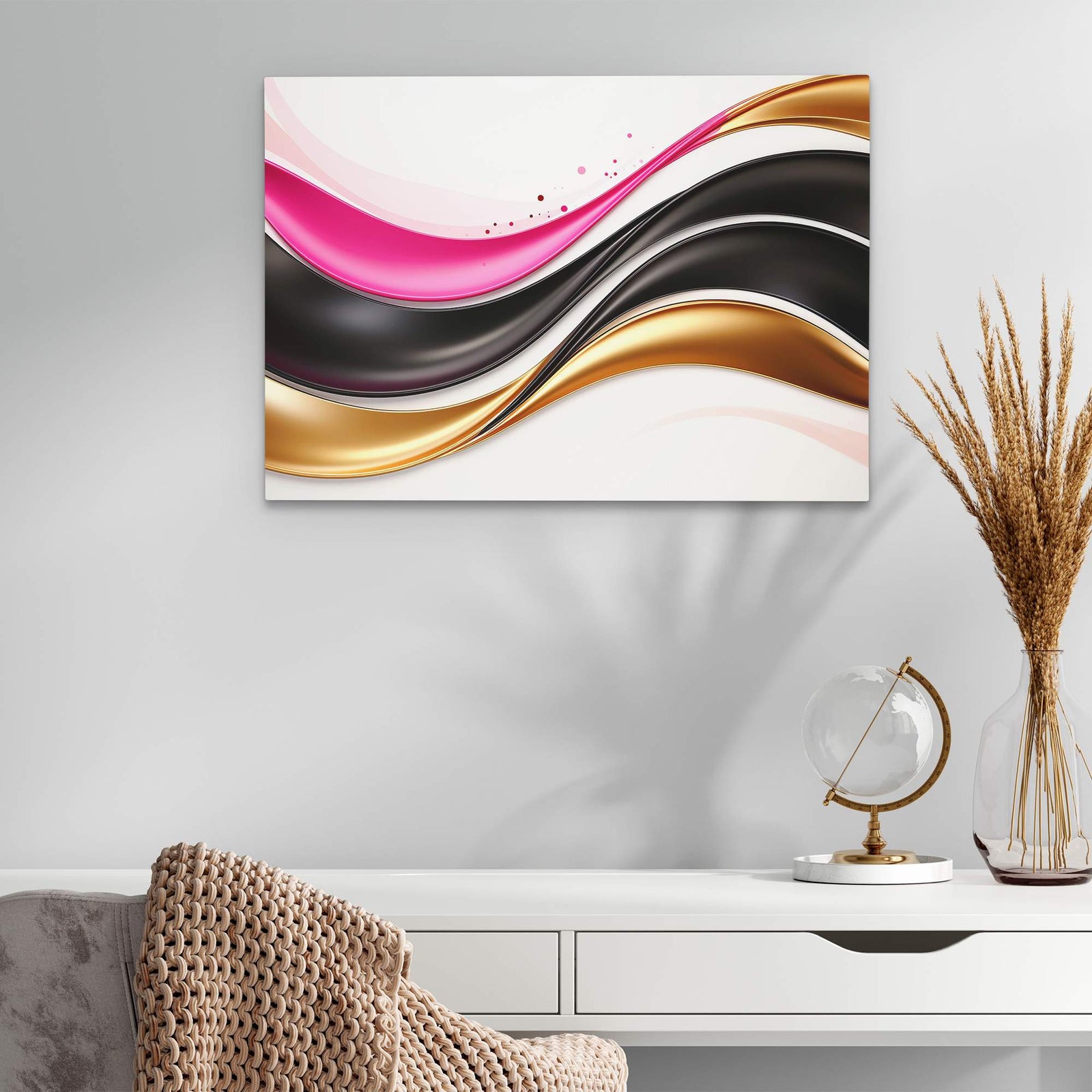 Soft Fuchsia and Gold - Luxury Wall Art