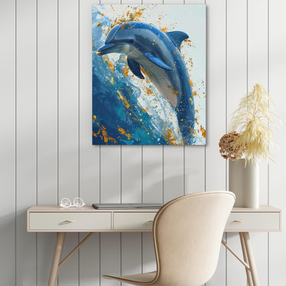 Print Dolphins on Canvas, Dolphins Art for buying Wall, Dolphin's Artwork on Canvas, Dolphin Painting on Canvas, Underwater Life Print Canvas