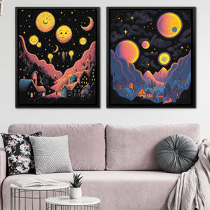Starry Moon Cities (2) Set - Luxury Wall Art