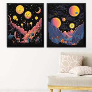 Starry Moon Cities (2) Set - Luxury Wall Art