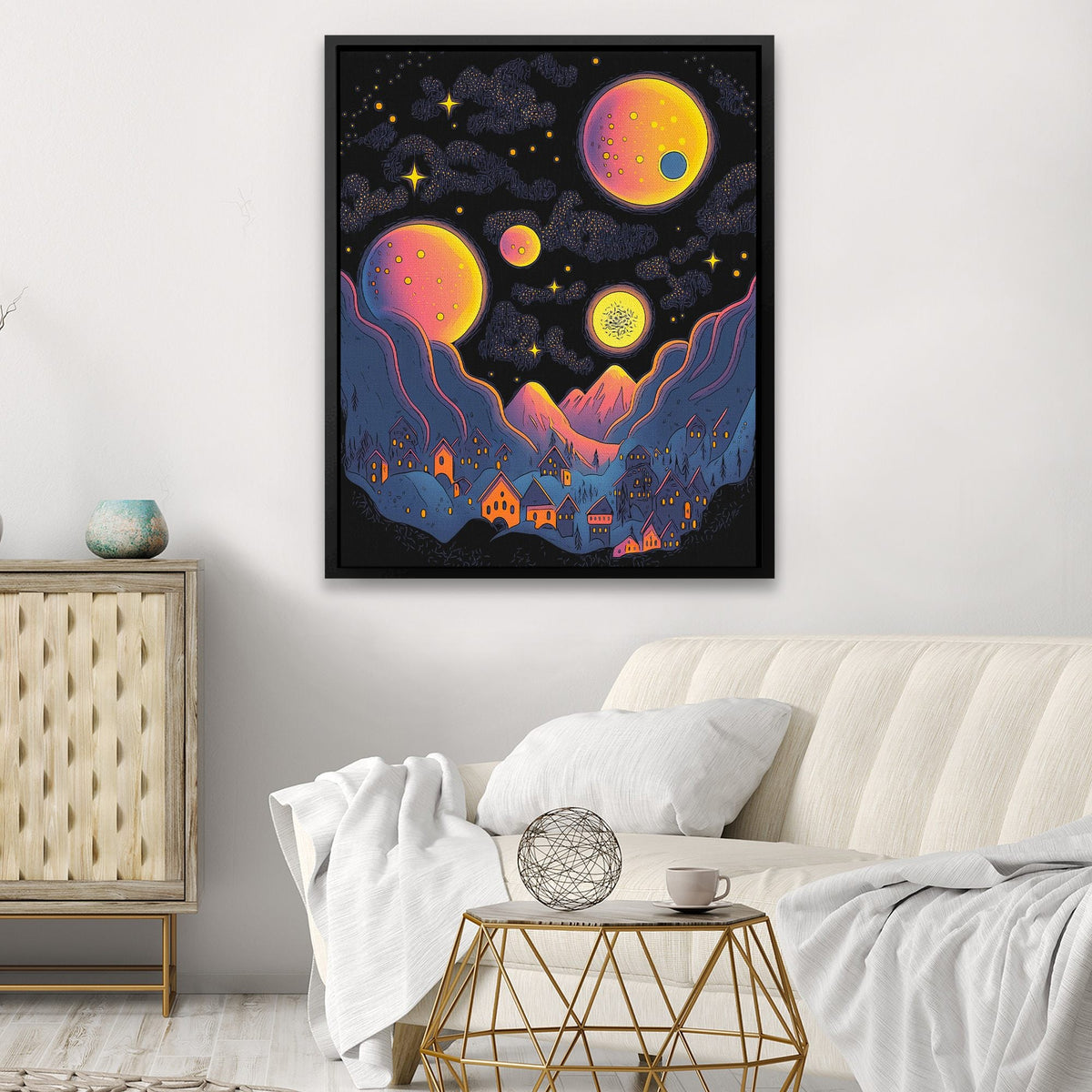 Starry Orange Moons - Luxury Wall Art