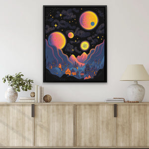 Starry Orange Moons - Luxury Wall Art