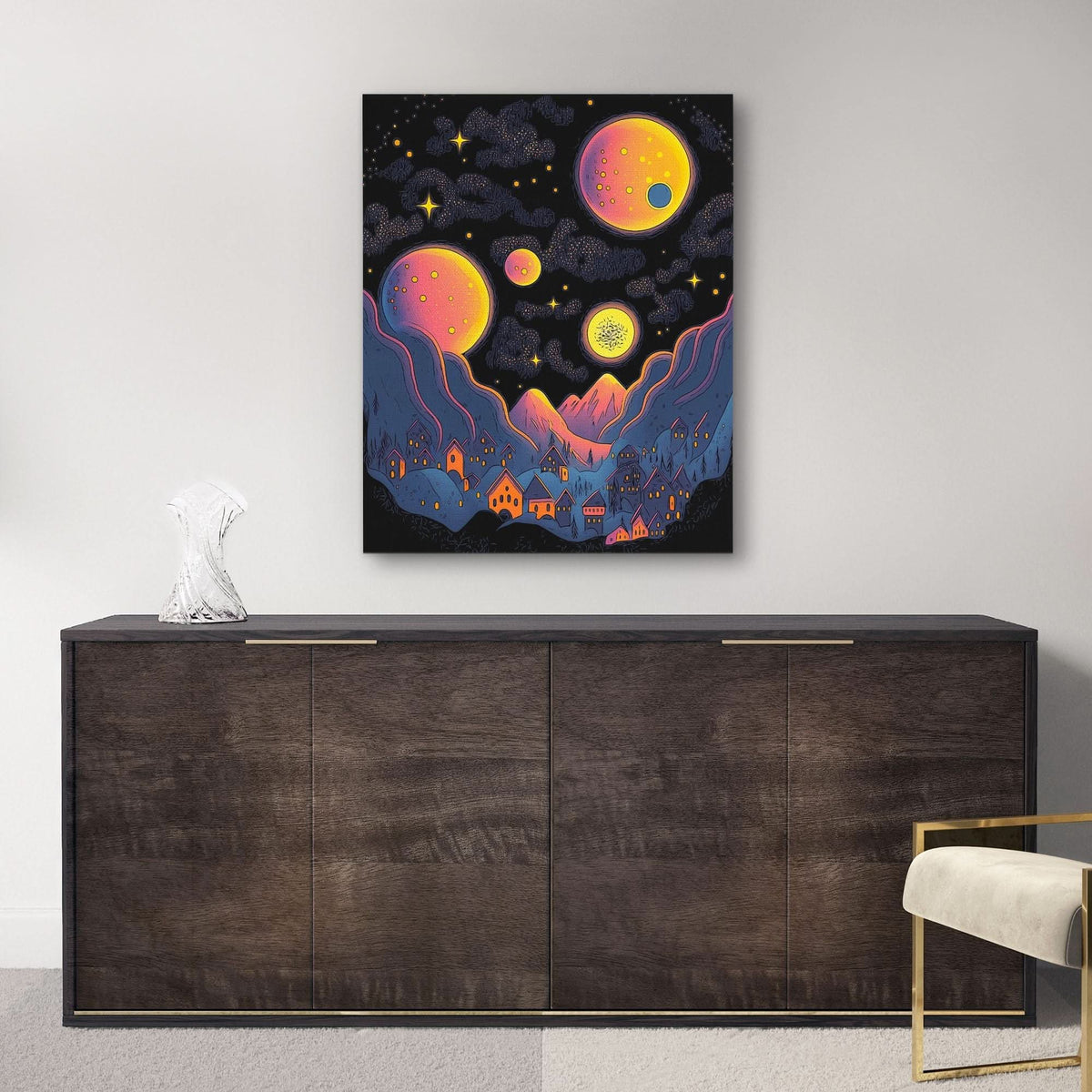 Starry Orange Moons - Luxury Wall Art