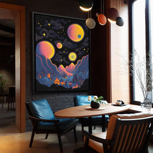 Starry Orange Moons - Luxury Wall Art