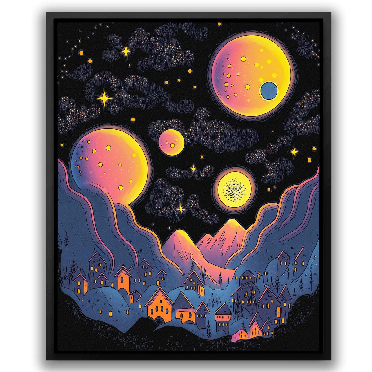 Starry Orange Moons - Luxury Wall Art
