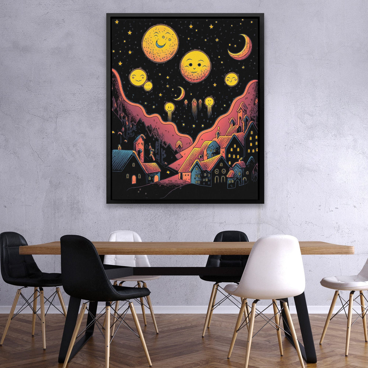 Starry Red Moons - Luxury Wall Art