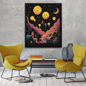 Starry Red Moons - Luxury Wall Art