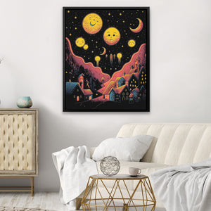 Starry Red Moons - Luxury Wall Art