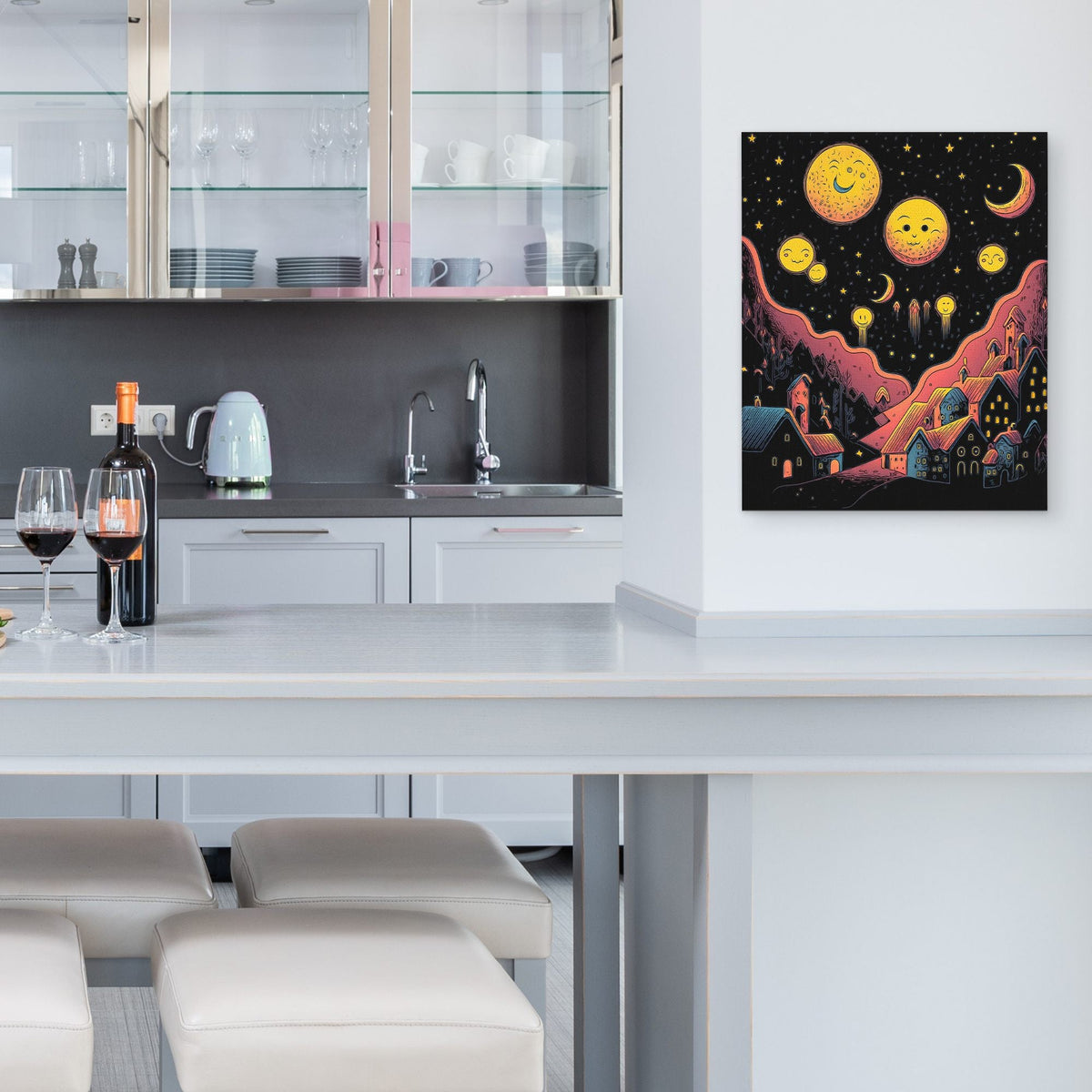 Starry Red Moons - Luxury Wall Art
