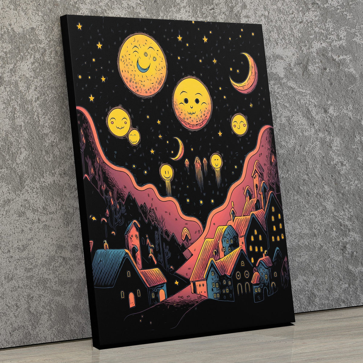 Starry Red Moons - Luxury Wall Art