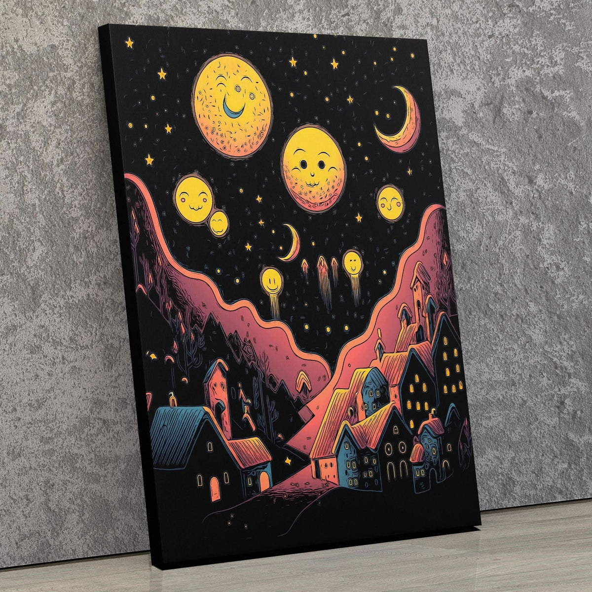 Starry Red Moons - Luxury Wall Art