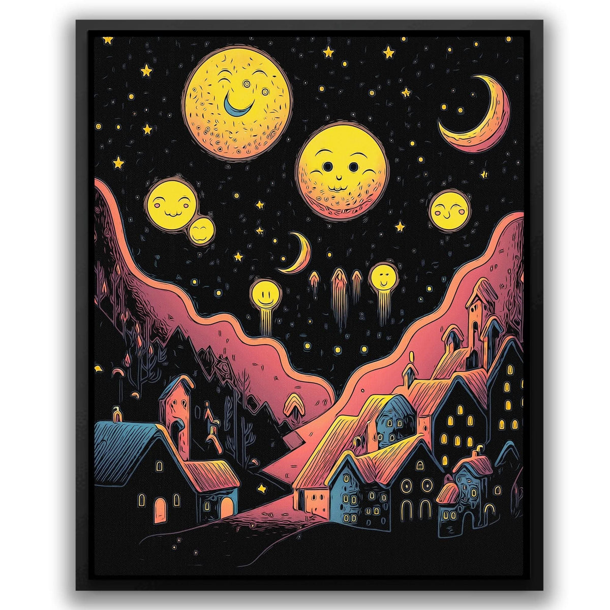 Starry Red Moons - Luxury Wall Art