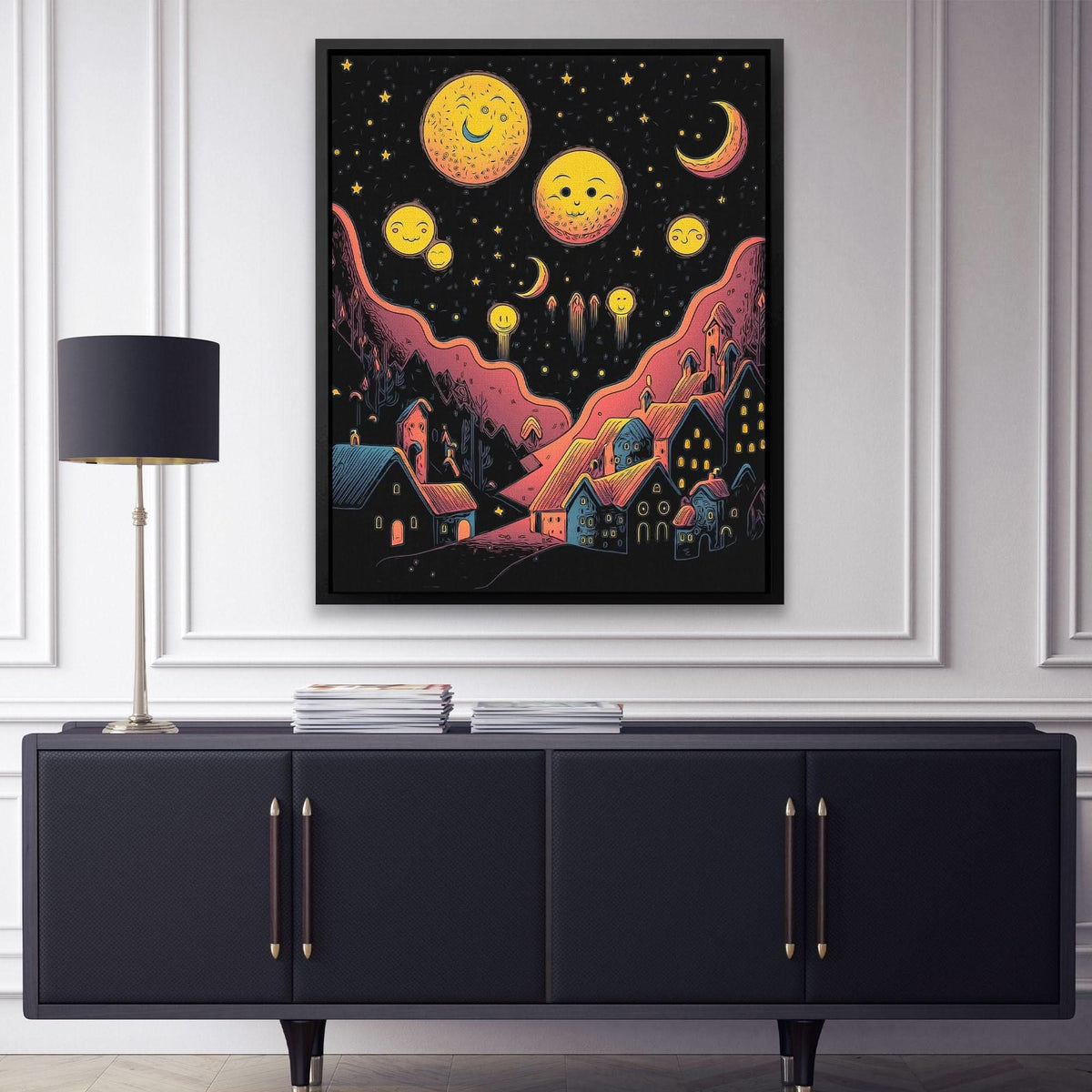 Starry Red Moons - Luxury Wall Art