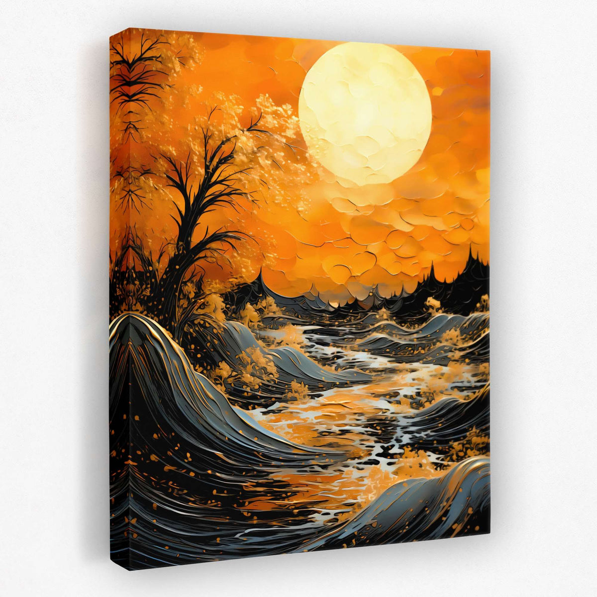 Stormy Gold Waves - Luxury Wall Art