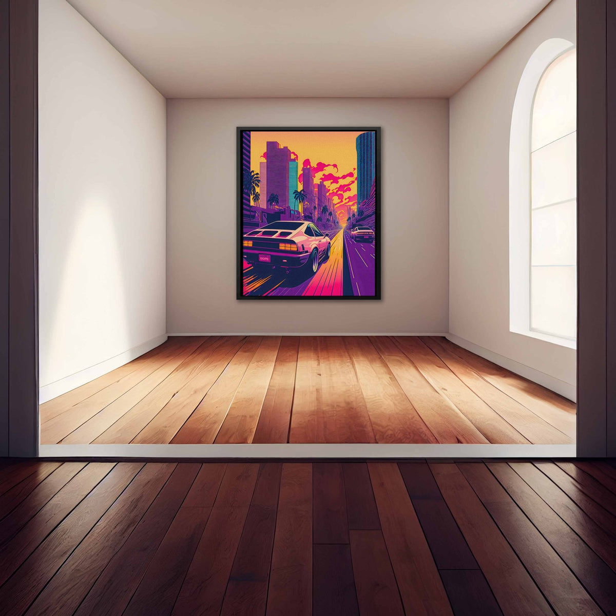 Sunset Car Chase - Luxury Wall Art