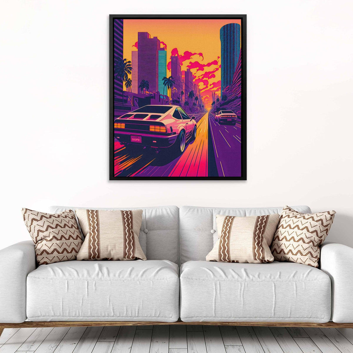 Sunset Car Chase - Luxury Wall Art