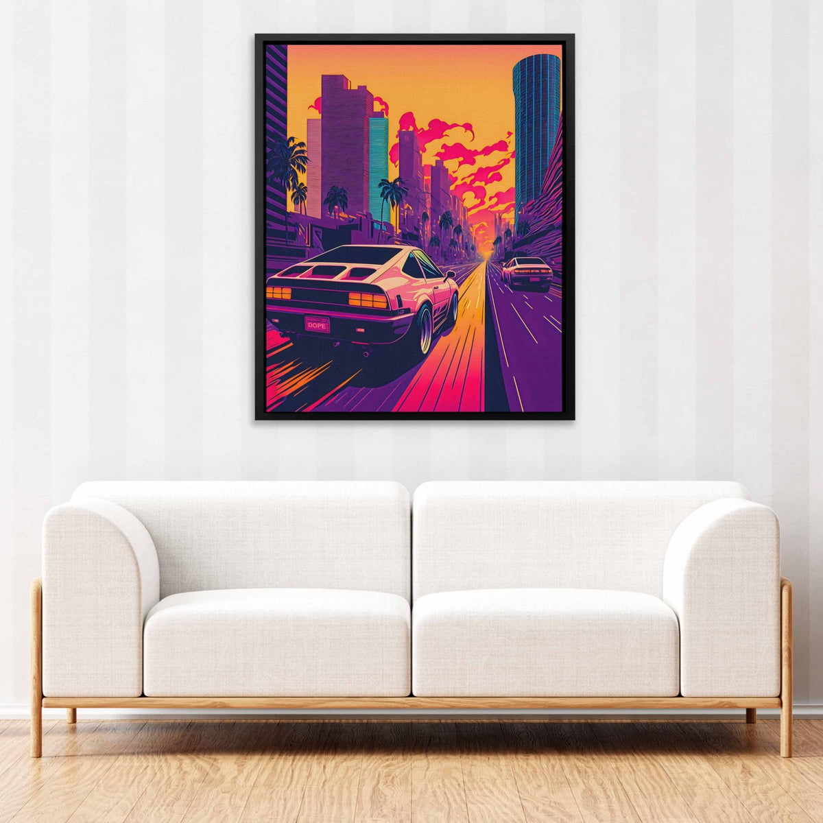 Sunset Car Chase - Luxury Wall Art