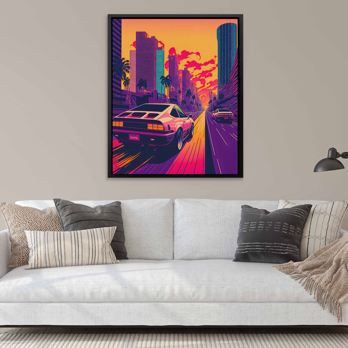Sunset Car Chase - Luxury Wall Art