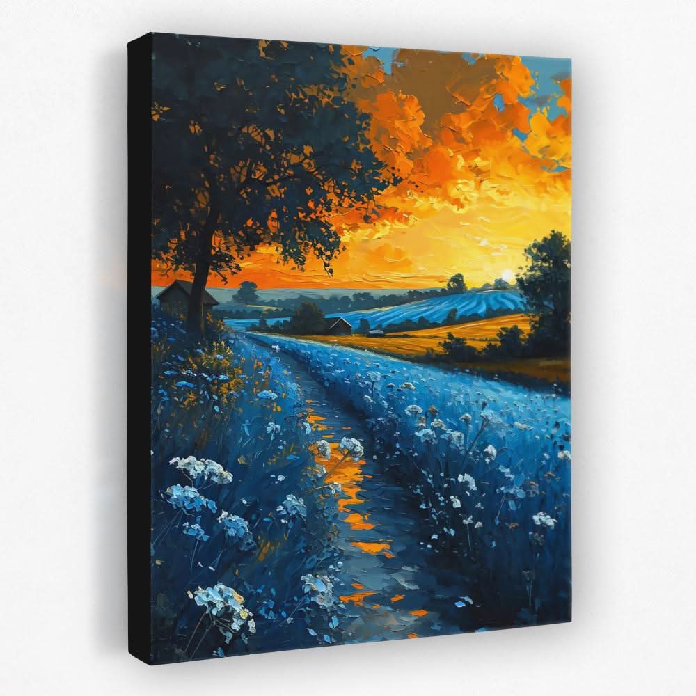 Sunset on the Farm - Farm Canvas Wall Art